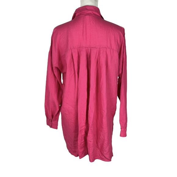 Eileen Fisher Organic Handkerchief Linen Button Up Shirt Collared Pink Size XS - Picture 3 of 6